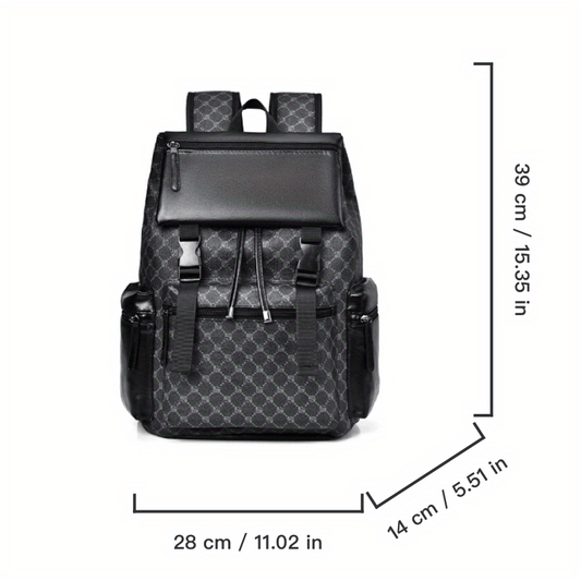 Large Capacity Mens Laptop Backpack Faux Leather Spacious Storage