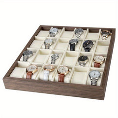 24 Slot Watch Storage Box Wooden Display Organizer Gift Case