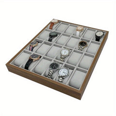 24 Slot Watch Storage Box Wooden Display Organizer Gift Case