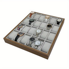 24 Slot Watch Storage Box Wooden Display Organizer Gift Case