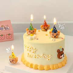 4pcs Bear Head Birthday Candles for Parties, Christmas, Theme Decor