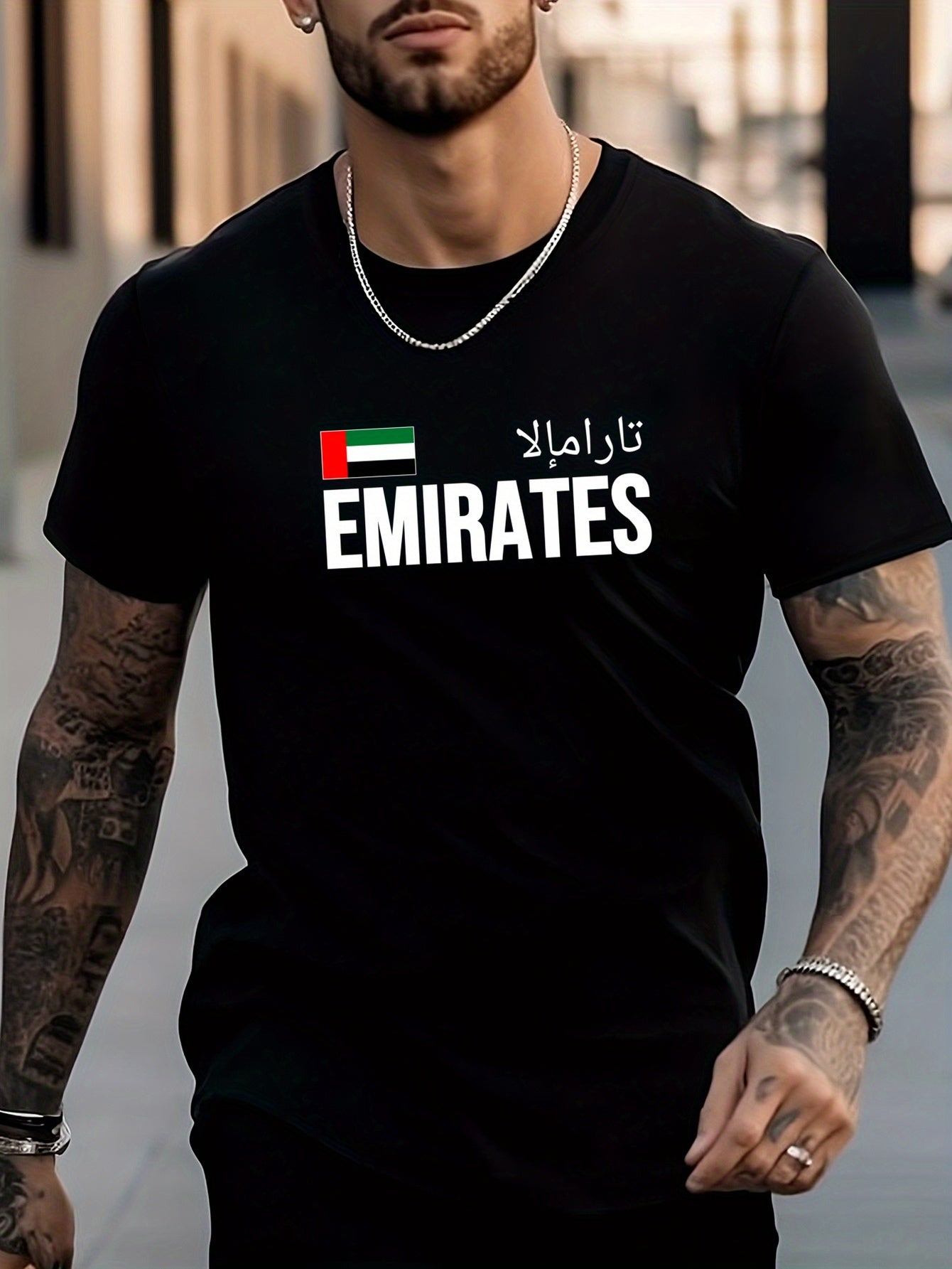 Letter Pattern Print Men's Crew Neck T shirt for Summer