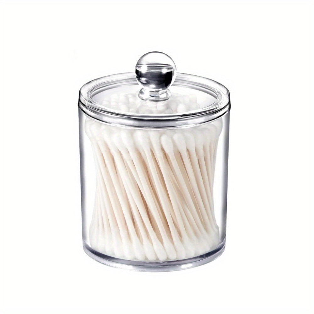 Clear Acrylic Storage Box for Bathroom Vanity, Cotton Swab Dispenser