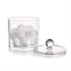 Clear Acrylic Storage Box for Bathroom Vanity, Cotton Swab Dispenser