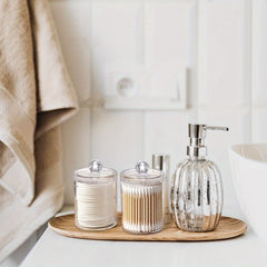 Clear Acrylic Storage Box for Bathroom Vanity, Cotton Swab Dispenser