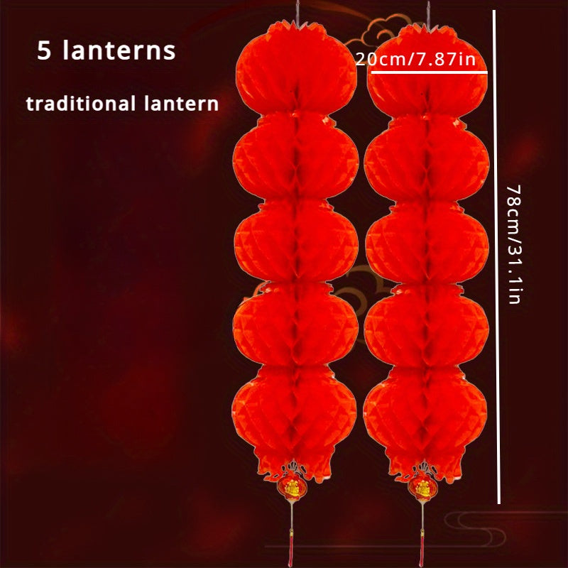 Red Plastic Lantern String Spring Decor Supplies