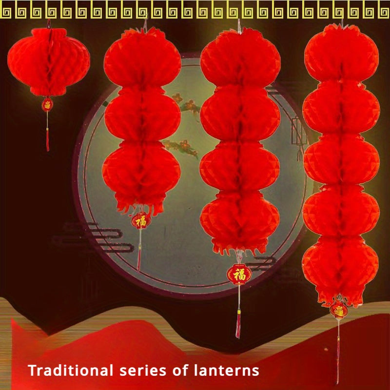 Red Plastic Lantern String Spring Decor Supplies