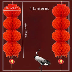Red Plastic Lantern String Spring Decor Supplies