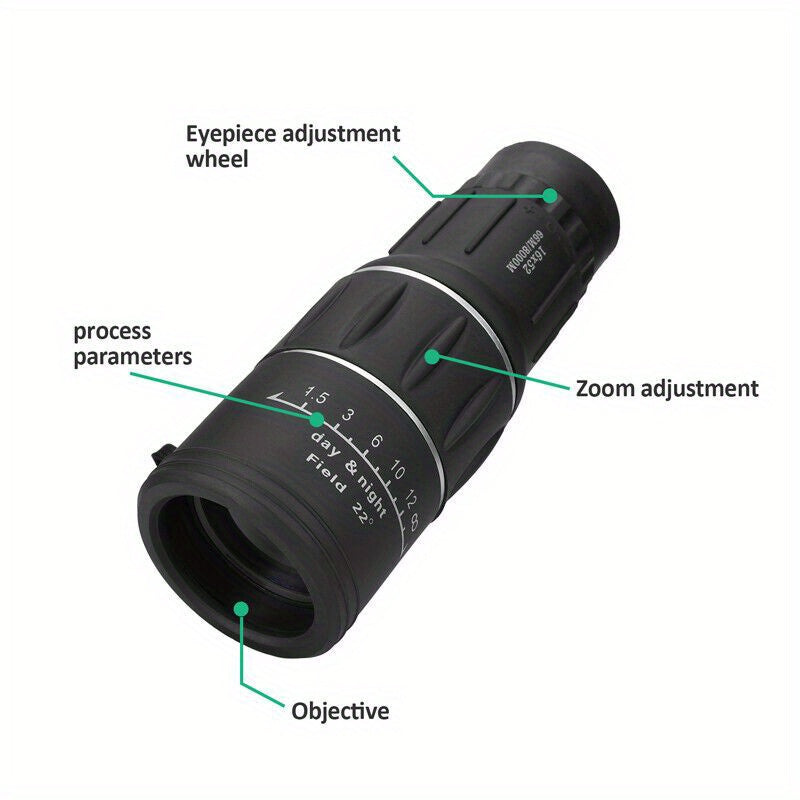 16x52 Monocular Telescope For Smartphone High Powered HD Compact Monocular