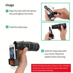 16x52 Monocular Telescope For Smartphone High Powered HD Compact Monocular