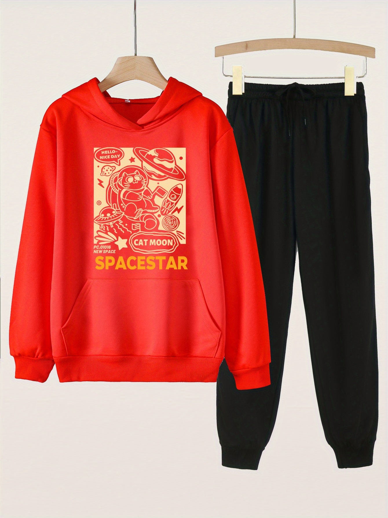 Space Cat Hoodie and Jogger Pants Set for Girls