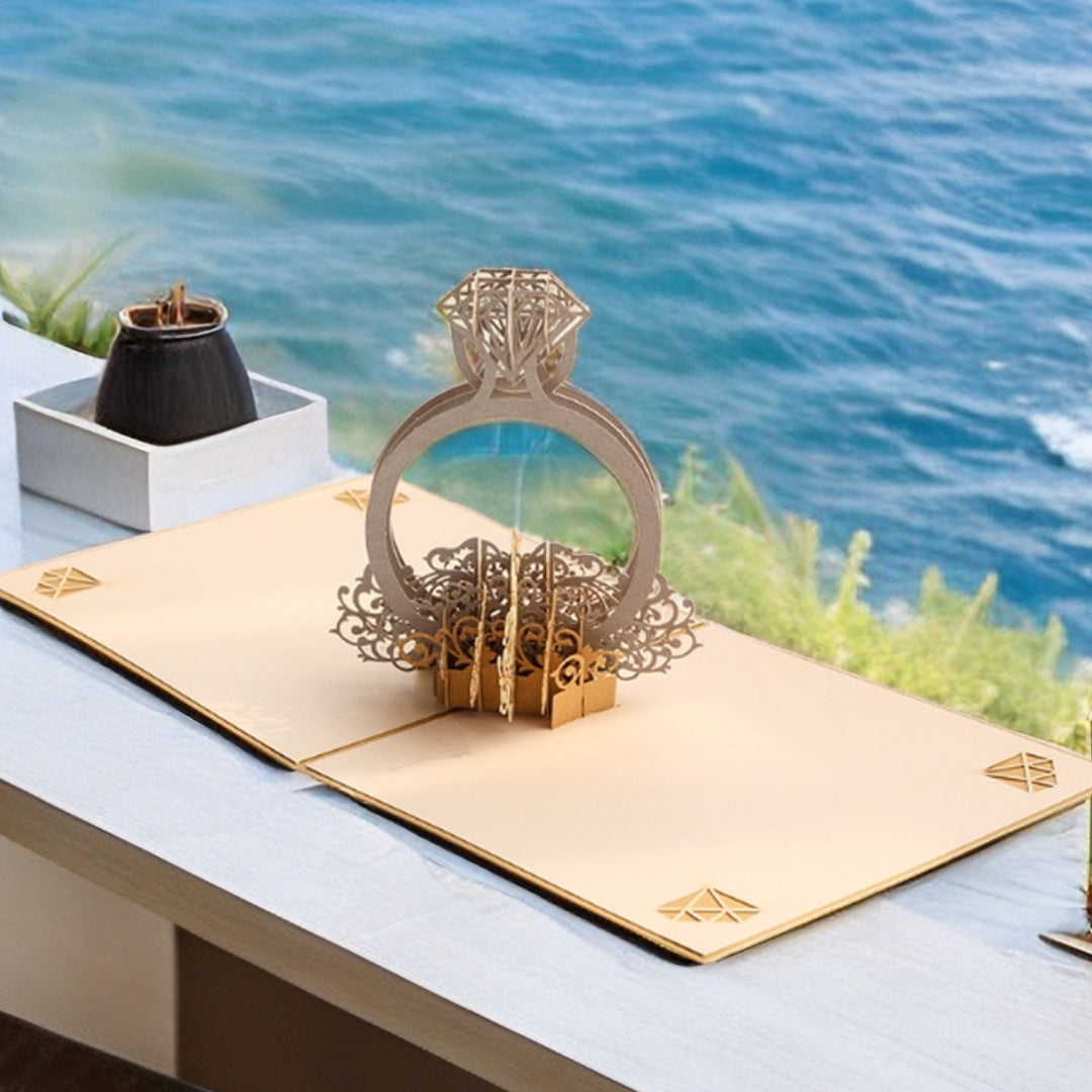 3D Valentine Greeting Card Romantic Couple Anniversary Card Proposal Ring