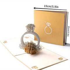 3D Valentine Greeting Card Romantic Couple Anniversary Card Proposal Ring