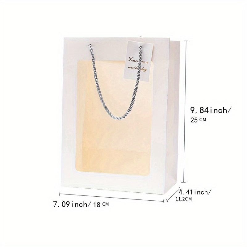 10pcs Gift Bag with Transparent Window for Flower Bouquet, Wedding Gift, Party