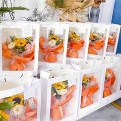 10pcs Gift Bag with Transparent Window for Flower Bouquet, Wedding Gift, Party