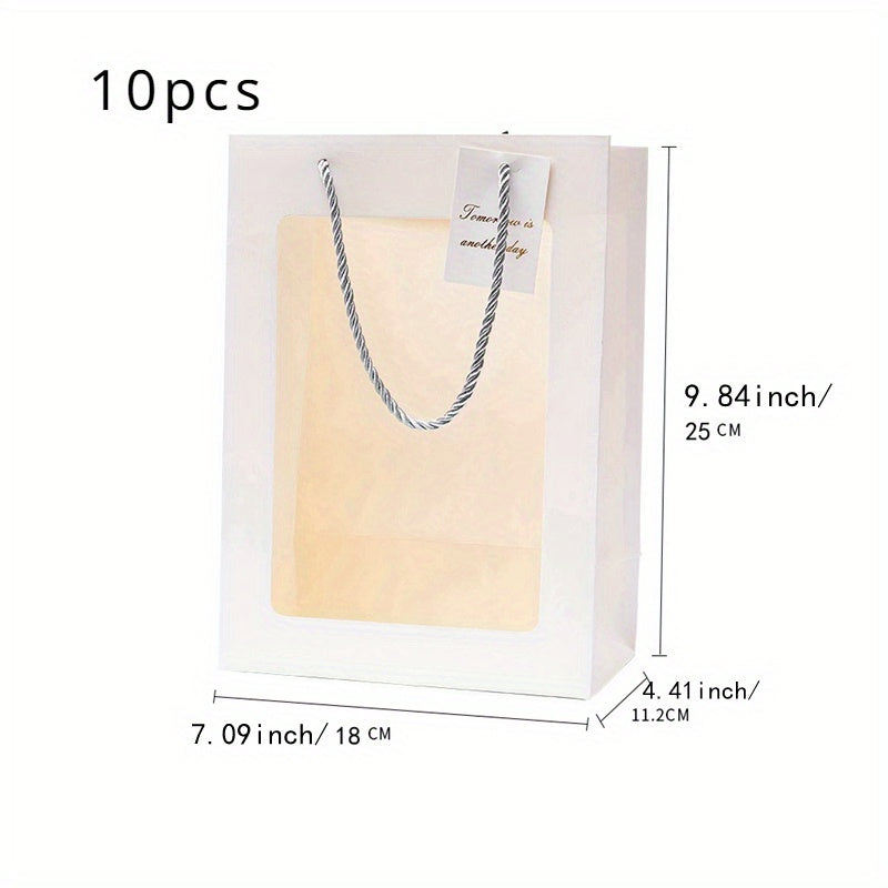 10pcs Gift Bag with Transparent Window for Flower Bouquet, Wedding Gift, Party