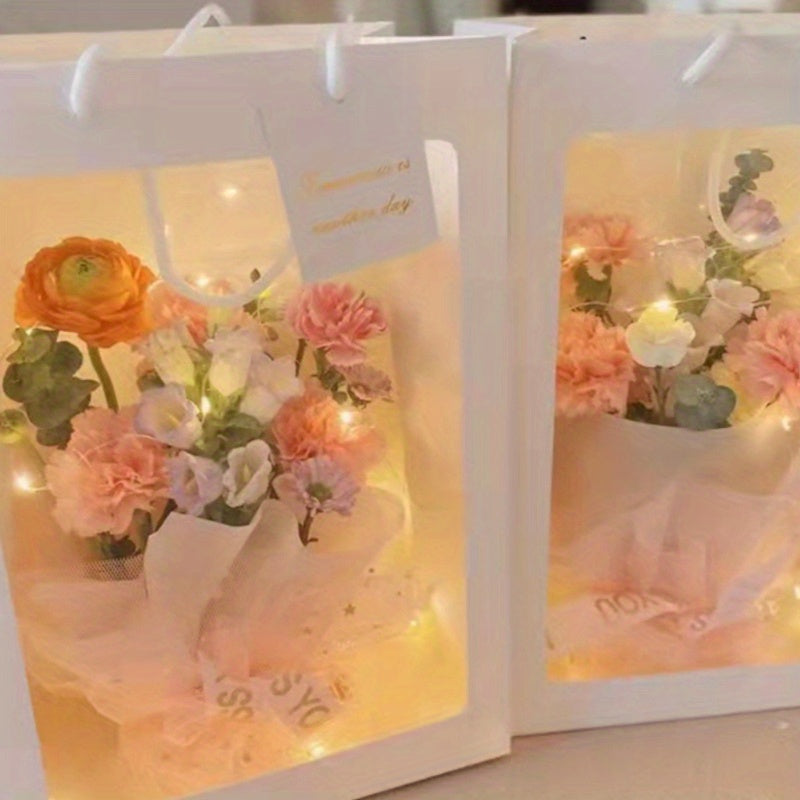 10pcs Gift Bag with Transparent Window for Flower Bouquet, Wedding Gift, Party