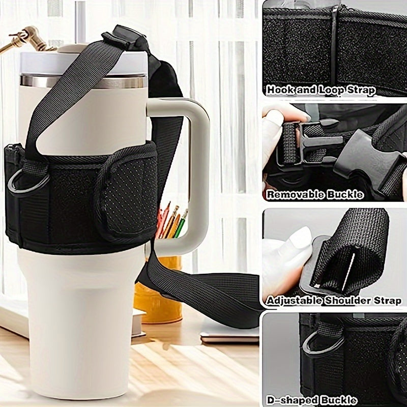 Adjustable Faux Leather Water Bottle Holder Cup Sleeve Bag 40-128oz