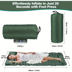 Self Inflating Camping Mat Single Air Mattress With Foot Press Pump And Pillow