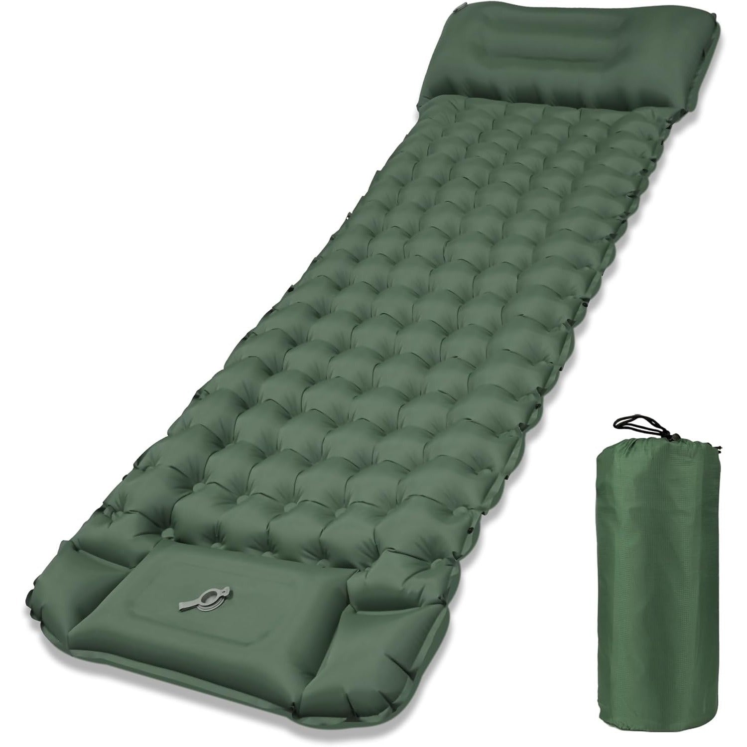 Self Inflating Camping Mat Single Air Mattress With Foot Press Pump And Pillow