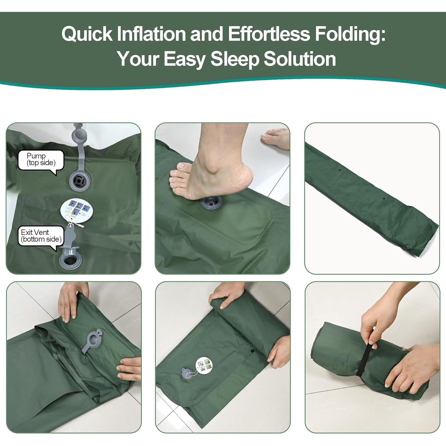 Self Inflating Camping Mat Single Air Mattress With Foot Press Pump And Pillow