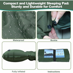 Self Inflating Camping Mat Single Air Mattress With Foot Press Pump And Pillow