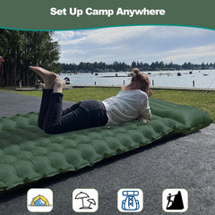 Self Inflating Camping Mat Single Air Mattress With Foot Press Pump And Pillow