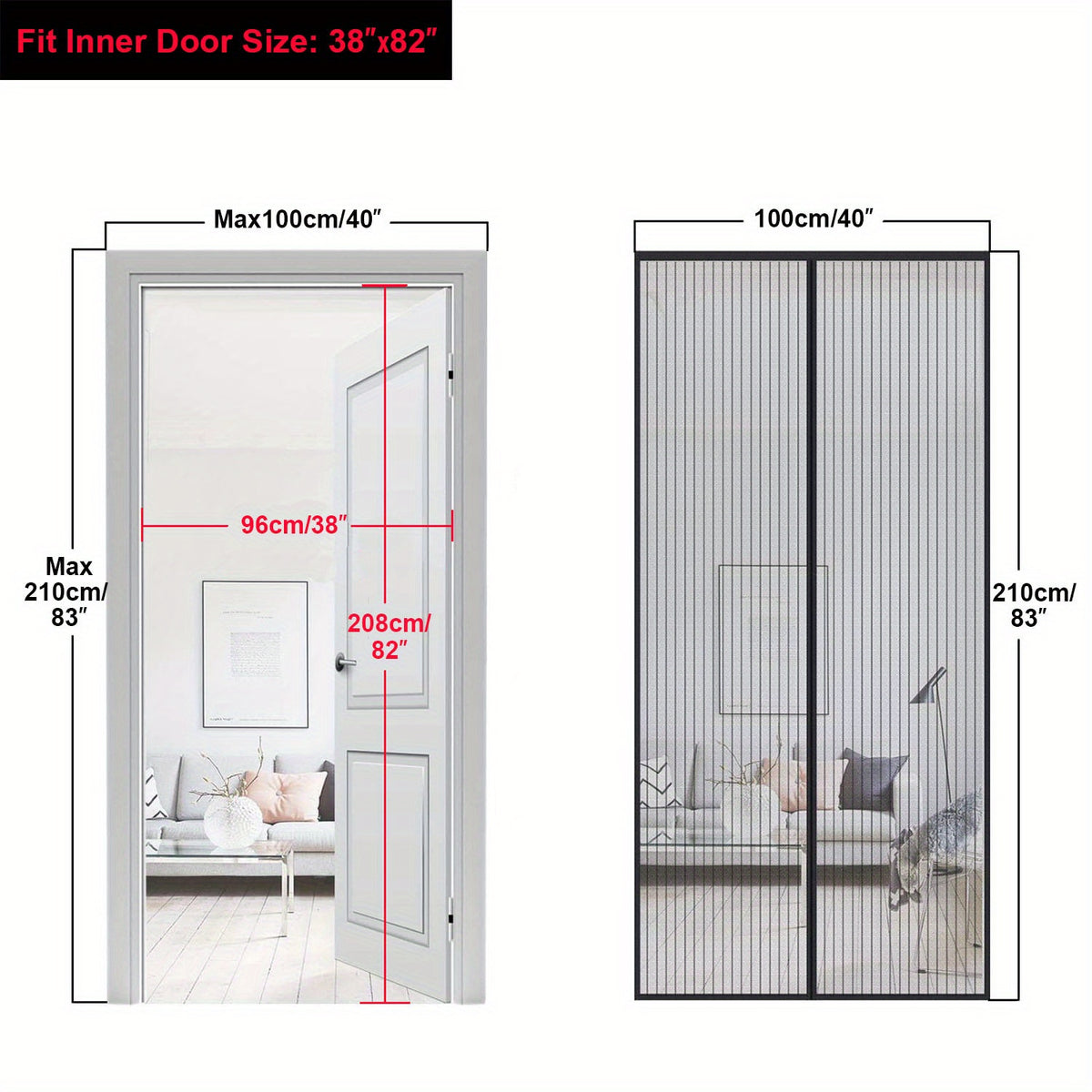 1pc Heavy Duty Magnetic Screen Door with Pet Friendly Retractable Mesh