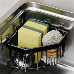 Stainless Steel Sink Corner Sponge Storage Basket Triangular Drain Rack