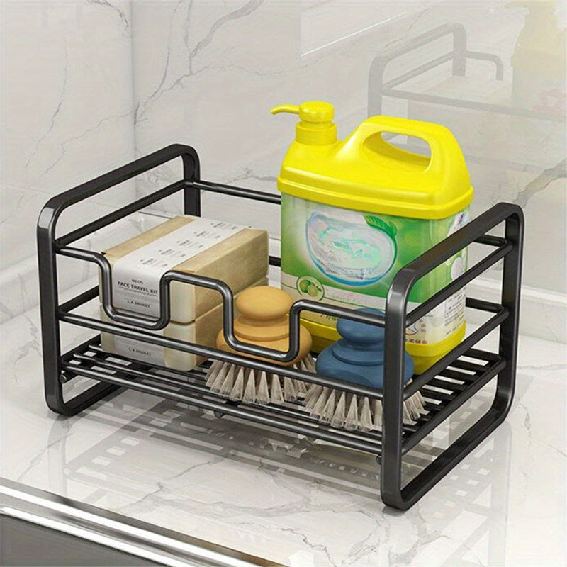 Kitchen Sponge Rack Storage Artifact Iron Craft Drain Rack With Tray