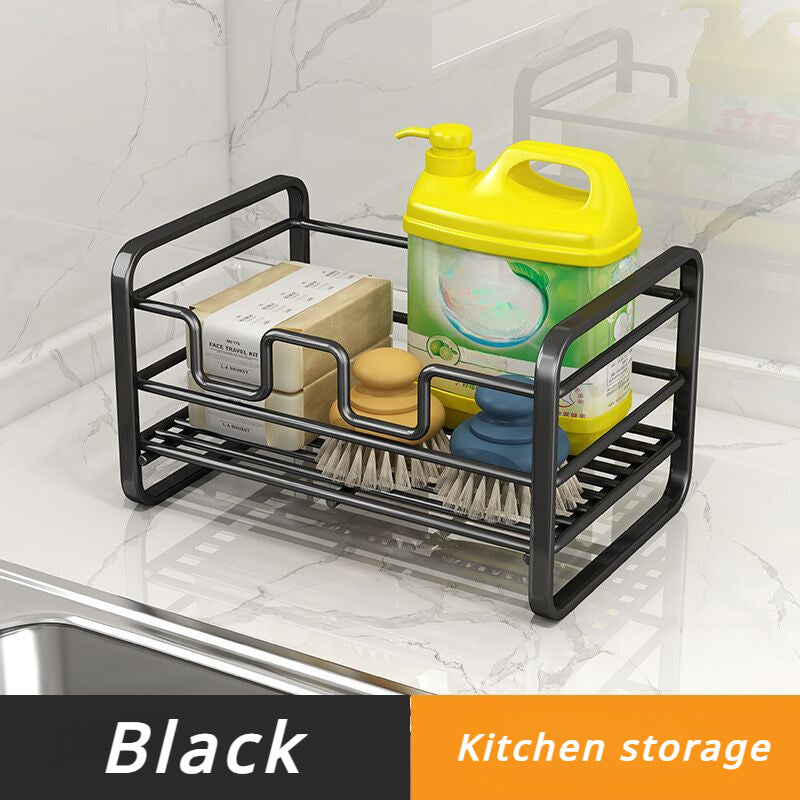 Kitchen Sponge Rack Storage Artifact Iron Craft Drain Rack With Tray