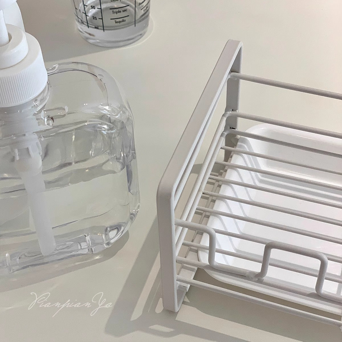 Kitchen Sponge Rack Storage Artifact Iron Craft Drain Rack With Tray