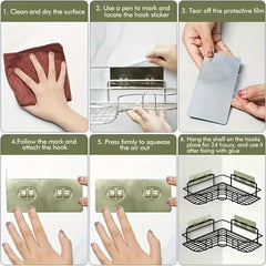 Triangle Storage Rack Shower Shelf No Punching