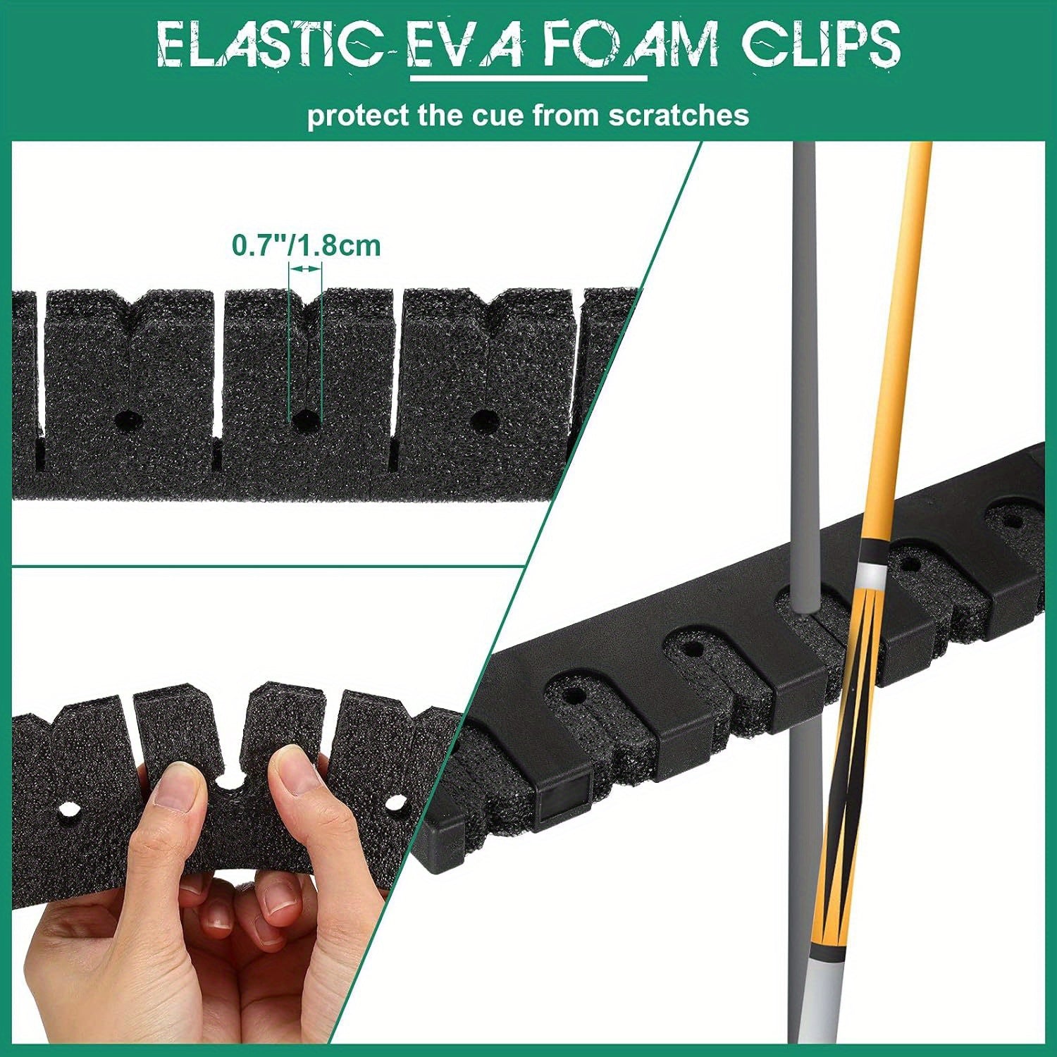 6 Pool Cue Rack Wall Mounted Table Sticks Billiard Accessories