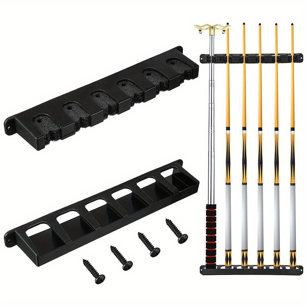 6 Pool Cue Rack Wall Mounted Table Sticks Billiard Accessories