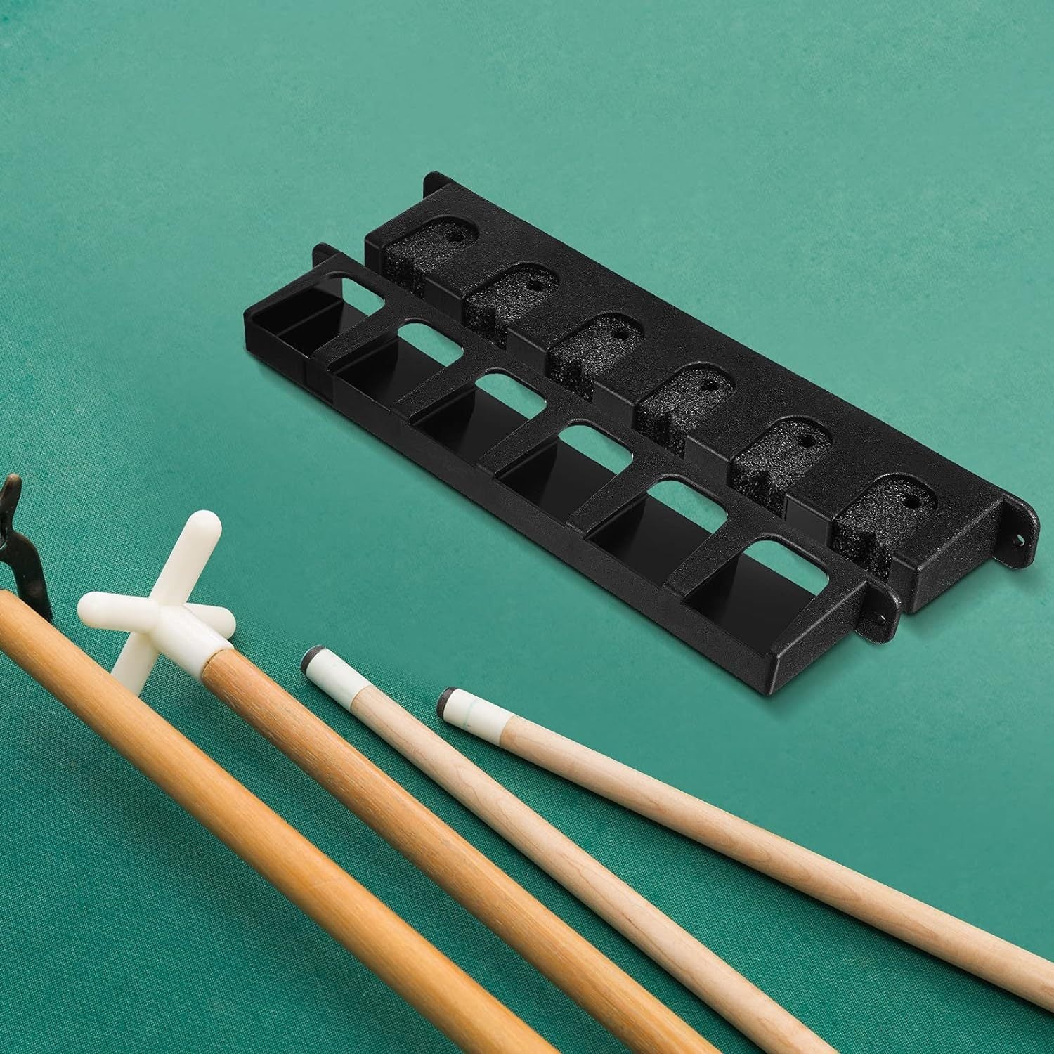 6 Pool Cue Rack Wall Mounted Table Sticks Billiard Accessories