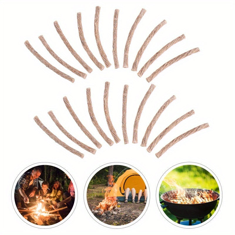 10pcs Natural Fire Starter Rope Wicks for Camping Survival Tool