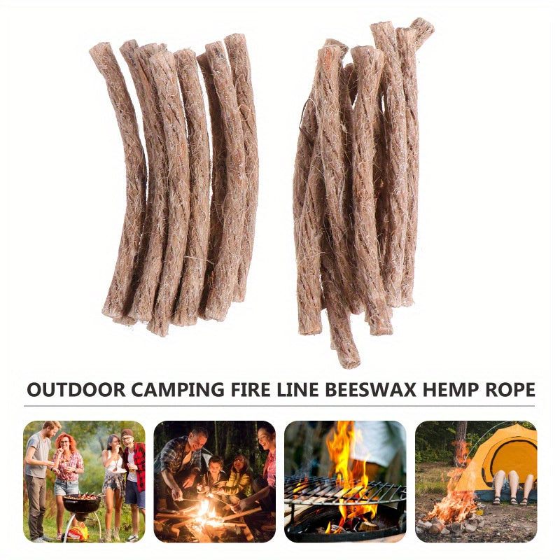 10pcs Natural Fire Starter Rope Wicks for Camping Survival Tool
