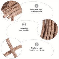 10pcs Natural Fire Starter Rope Wicks for Camping Survival Tool