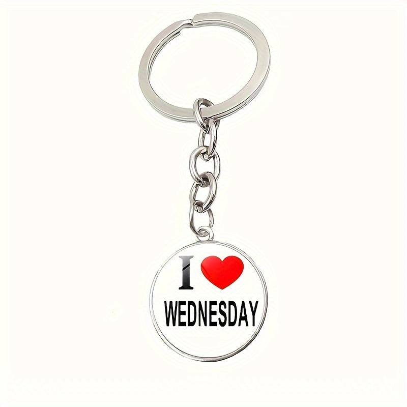 I Love Wednesday Keychain Gothic Key Ring Purse Bag Backpack Car Charm