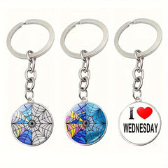 I Love Wednesday Keychain Gothic Key Ring Purse Bag Backpack Car Charm