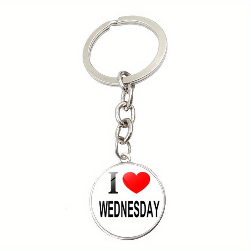 I Love Wednesday Keychain Gothic Key Ring Purse Bag Backpack Car Charm