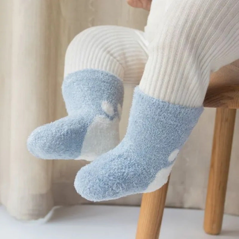 3 Pairs Baby Girl's Non-slip Plush Sleep Socks