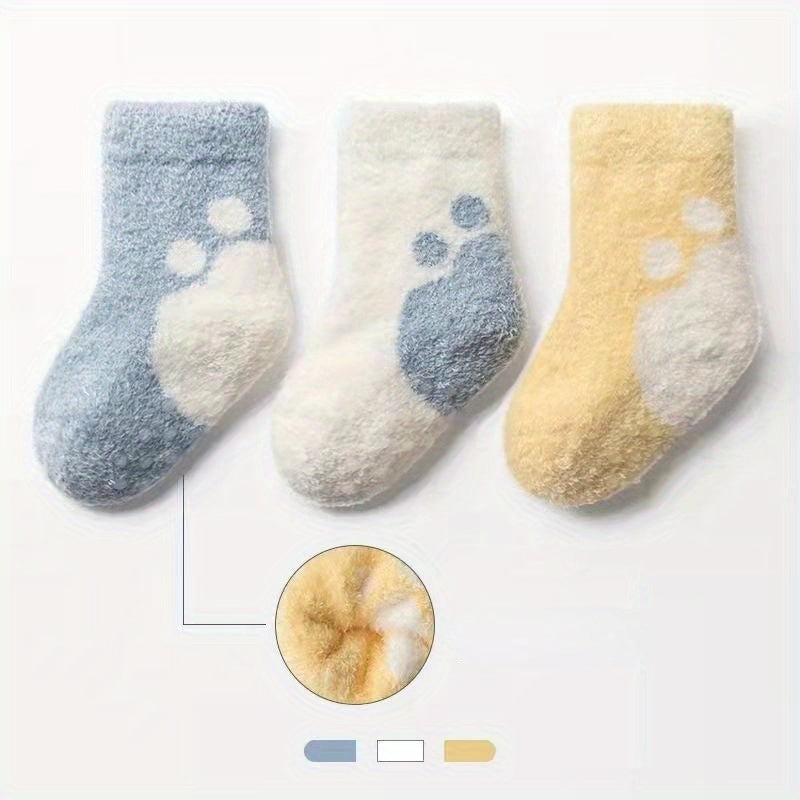 3 Pairs Baby Girl's Non-slip Plush Sleep Socks