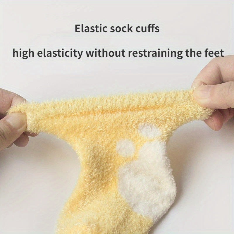 3 Pairs Baby Girl's Non-slip Plush Sleep Socks