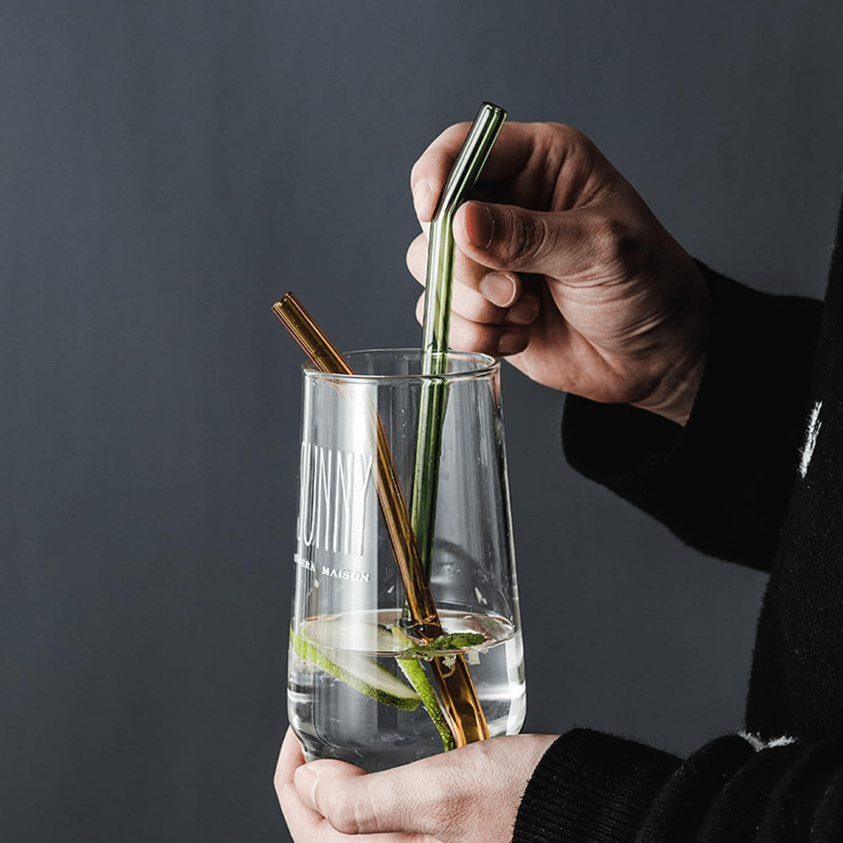 4 Clear Straws + 1 Straw Brush Reusable 8mm Glass Straw Heat Resistant Cup