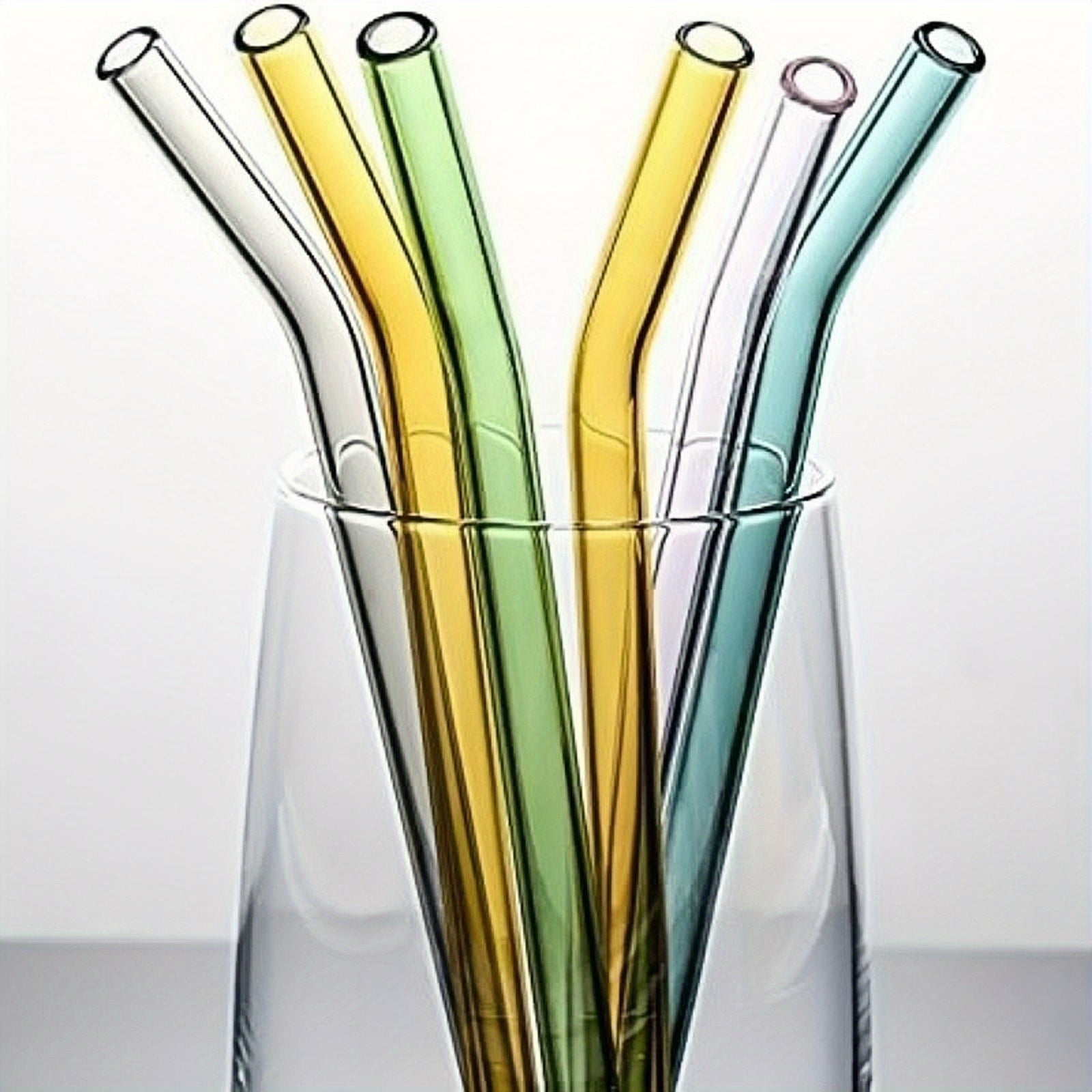 4 Clear Straws + 1 Straw Brush Reusable 8mm Glass Straw Heat Resistant Cup