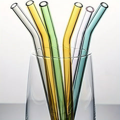 4 Clear Straws + 1 Straw Brush Reusable 8mm Glass Straw Heat Resistant Cup