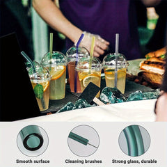 4 Clear Straws + 1 Straw Brush Reusable 8mm Glass Straw Heat Resistant Cup