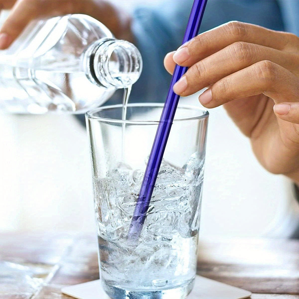 4 Clear Straws + 1 Straw Brush Reusable 8mm Glass Straw Heat Resistant Cup